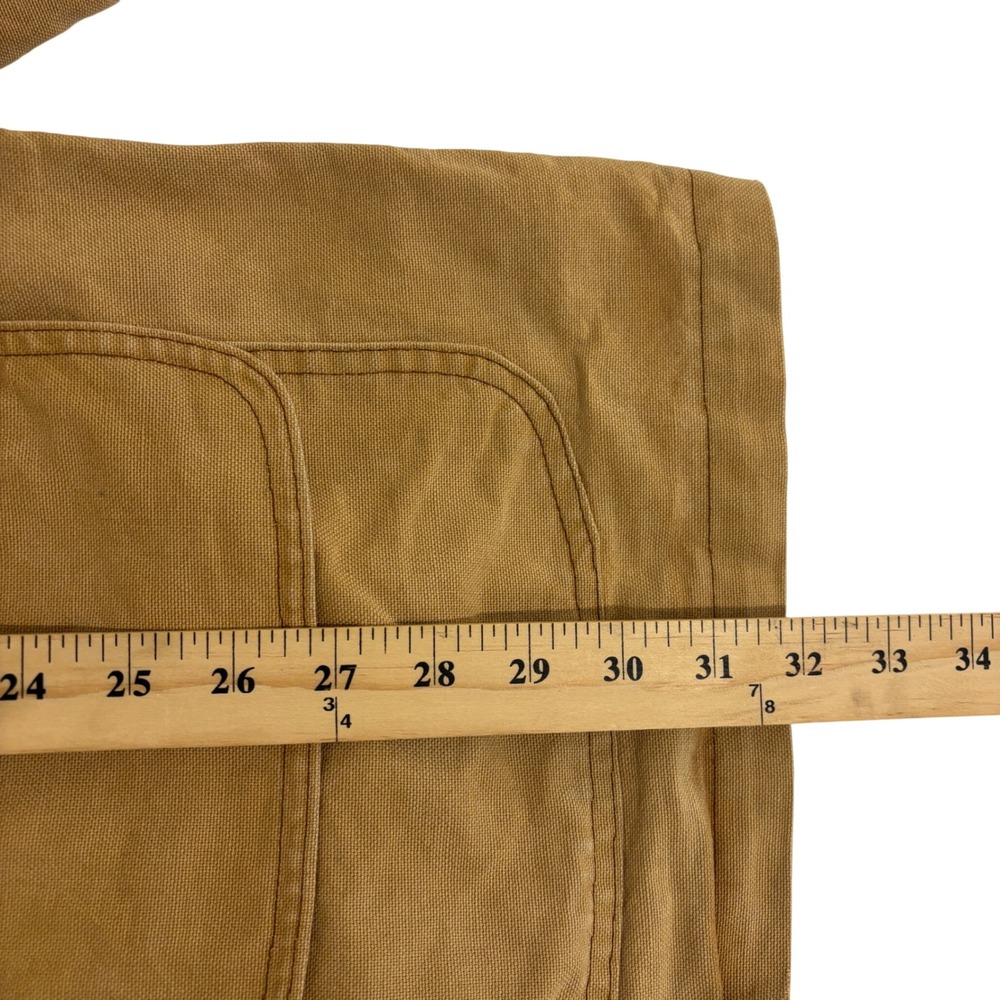 LL Bean Field Barn Coat Jacket Mens XL Tan Canvas Red Wool Plaid Lined Vintage - Picture 7 of 12
